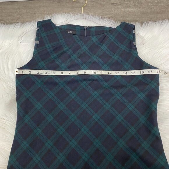 Talbots Wool Blend Plaid Sheath Dress Lace Hem Womens 10 - Picture 6 of 9